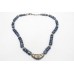 Necklace 925 Sterling Silver beads blue lapis lazuli stone P 341